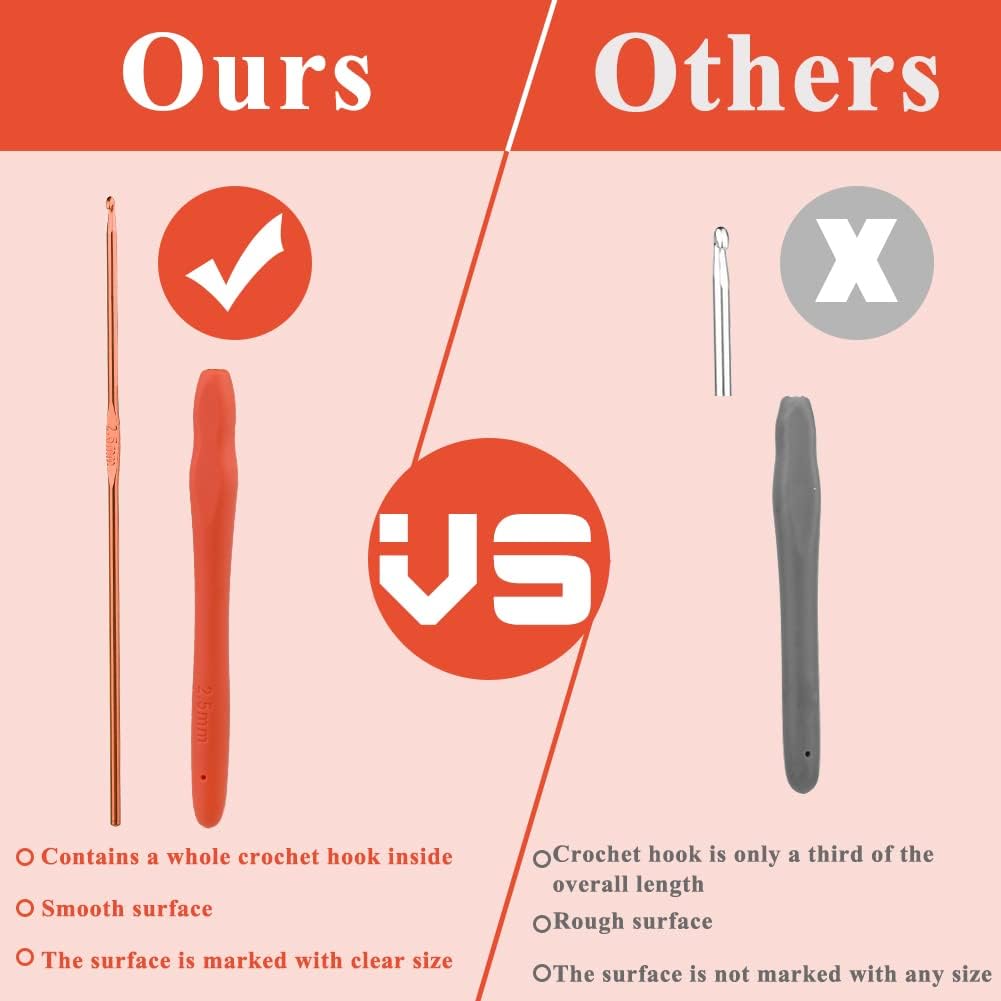 Iuuidu 2.5mm Beginner Crochet Hook, Ergonomic Handle Crochet Hooks