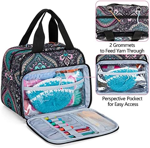LoDrid Small Portable Yarn Storage Bag with 2 Grommets for Tangle Free
