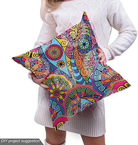 Ambesonne Mandala Fabric by The Yard, Colorful Abstract Sixties