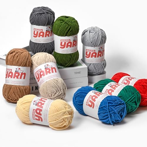 Plush Chunky Chenille Yarn for Crocheting, Soft Fluffy Velvet Yarn for