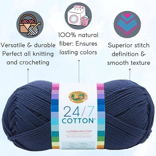 Lion Brand Yarn 24/7 Cotton 761-110 Navy