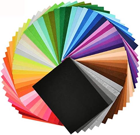 BUYGOO 60Pcs Stiff Felt Fabric Sheets, 8 x 12 inches Craft Felt Sheets