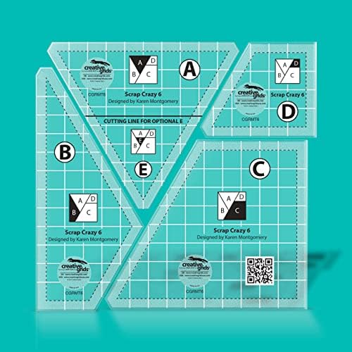 Creative Grids Scrap Crazy 6 Template Set Quilt Ruler – CGRMT6 – Made