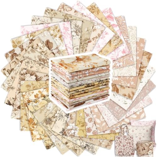 Tatuo 30 Pcs 10 x 10 Inch Dusty Rose Brown Cotton Fabric Bundle