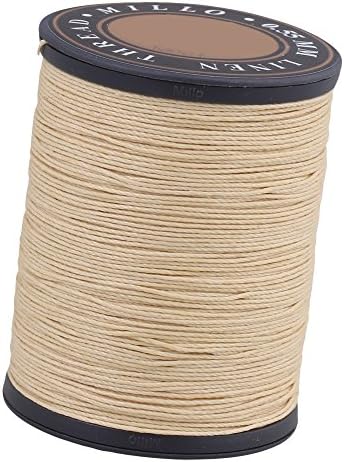 0.55mm Dia 150m Length Beige Round Flax Waxed Linen Sewing Cord Wax