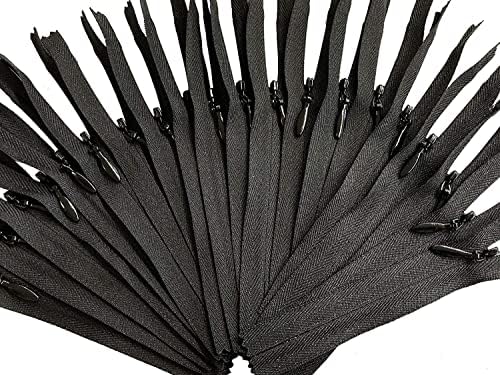 Invisible YKK (Conceal) Black Zippers for Apparel & Craft Projects