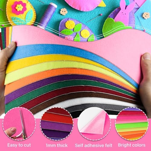 Morcheiong 24 Pcs Self Adhesive Felt Sheet Soft Felt Sheets with