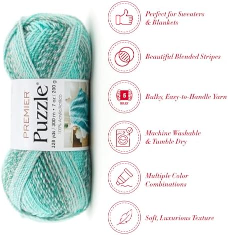 Premier Yarns Puzzle, Dominoes, Bulky Weight, 7 oz, 328 Yards