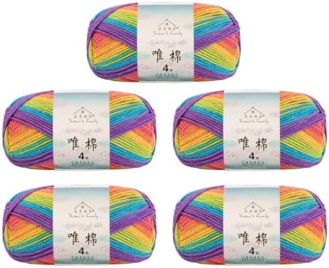 Susan’s Family Soft Cotton Yarn for Crocheting, Fingering Weight 4 Ply