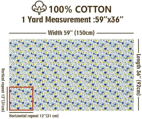 Watercolor Flowers 100% Cotton Fabric by the Yard 3 Yard Bolt,108"