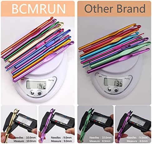 BCMRUN Aluminum Crochet Hook Set, 14 Pieces, 2-10mm