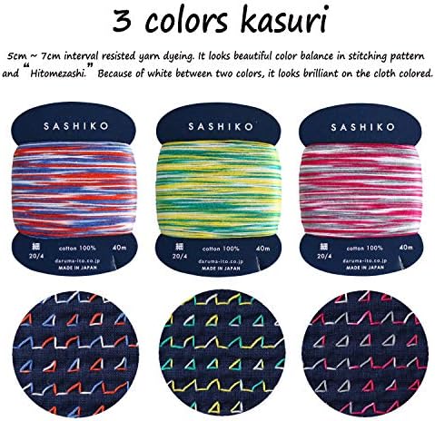 DARUMA Sashiko Thread 100% Cotton Card Type (43.7 yd) x 8 Colors with