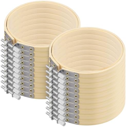 NINGWAAN 20 Pack 4 Inch Embroidery Hoops Bamboo, Wooden Cross Stitch
