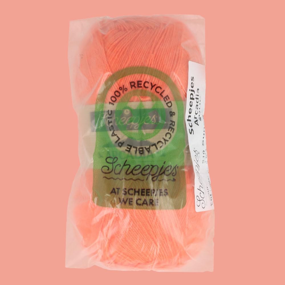 Scheepjes Arcadia Sock Yarn, 100g, 810 Sunset Orange, Wool/Polyamide