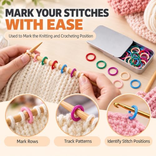 Stitch Markers for Crocheting,Round Stitch Markers with Push-Pull Box