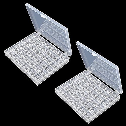2 Pcs Transparent Bobbin Box,Machine Bobbin Organizer Plastic Case