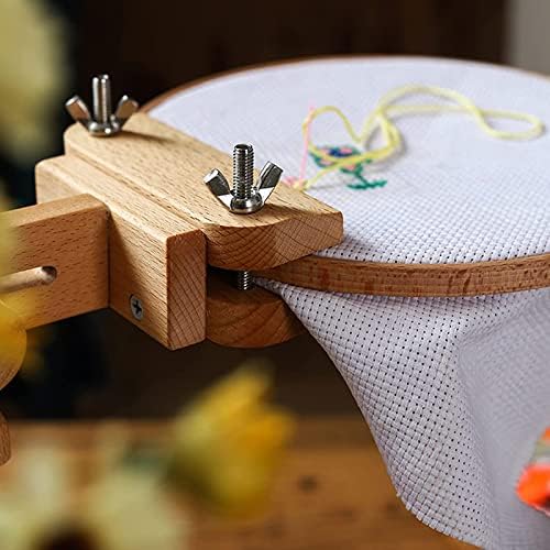 Embroidery Hoop Stand, Wooden 360° Rotatable Adjustable Embroidery