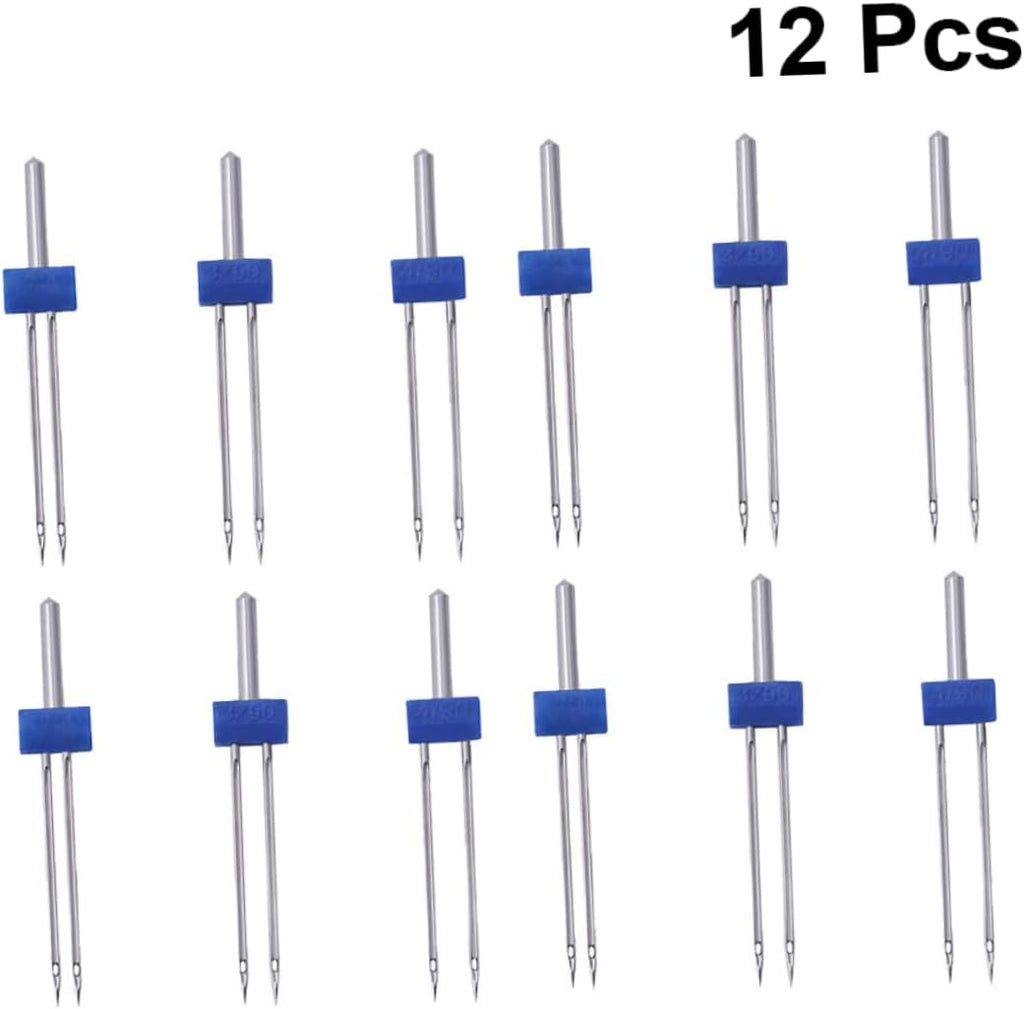 12Pcs Sewing Machine Twin Needles, Double Point Metal Set for Home Use