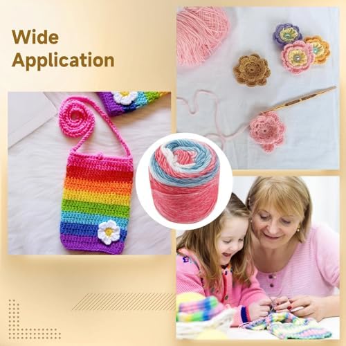 5 Rolls Ombre Variegated Yarn Cakes, Soft Wool Blend for Knitting