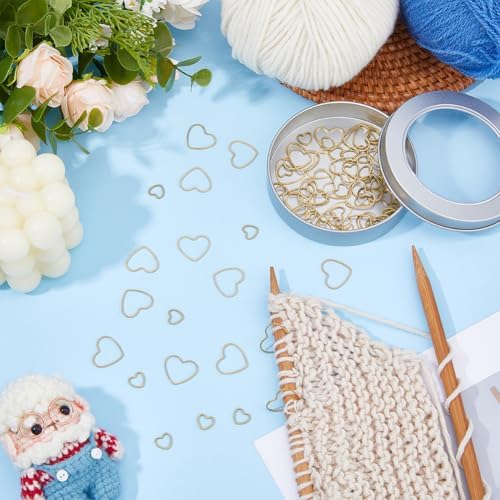 Hobbspring 72Pcs 2 Styles Metal Stitch Markers Heart Stitch Marker