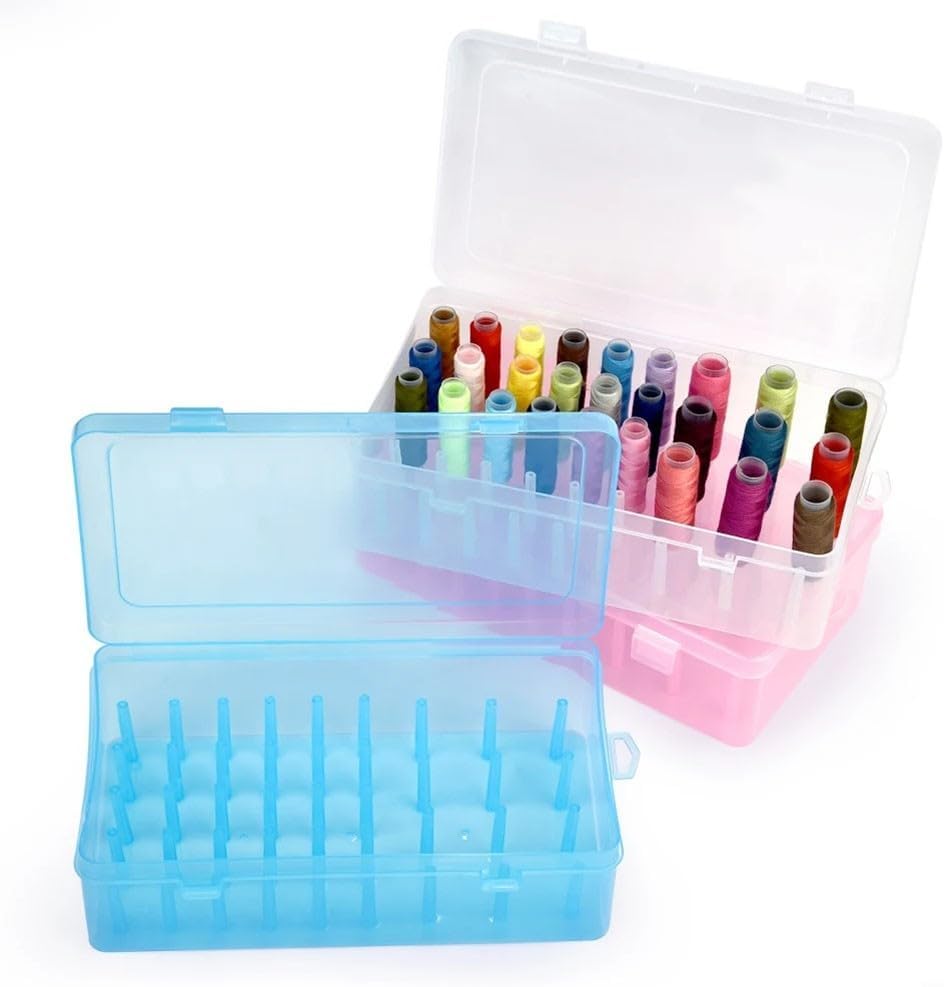 42 Spool Sewing Thread Storage Box Clear Plastic Organizer Case