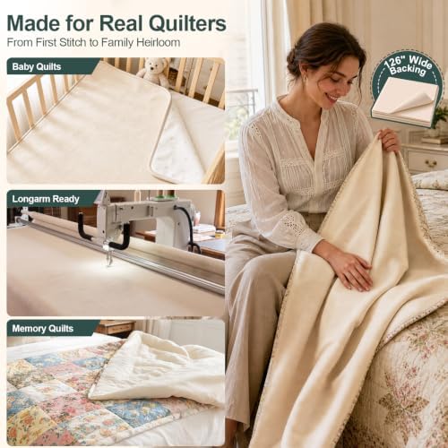Homerak Extra Wide Quilt Backing Fabric 126 Inch Wide, 100% Cotton