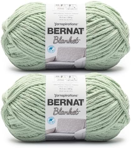 Bernat Blanket Yarn Super Bulky Soft Chenille Yarn Clary Sage 2-Pack