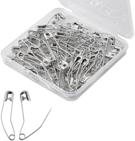 Curved Safety Pins 2 Inch - 60 Pack Quilting Basting Pins for