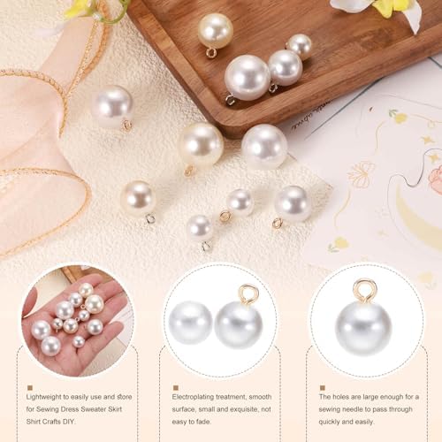 HARFINGTON 20pcs Round Faux Pearl Buttons 12mm 1/2" Gold Metal Shank