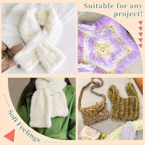 CAMAL Soft Faux Fur Yarn for Crocheting Blanket, 65 Yards Chunky