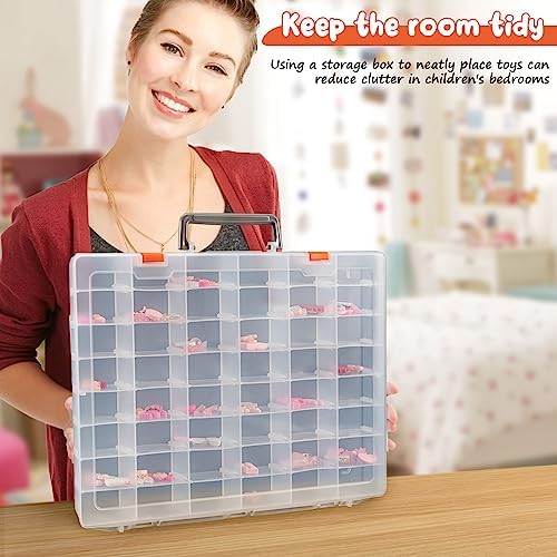 Large 48 Grids Clear Plastic Organizer Box with Adjustable Dividers
