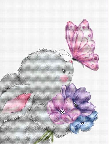 Luca-S Cross Stitch Kit - Rabbit and Butterfly, Counted Cross Stitch