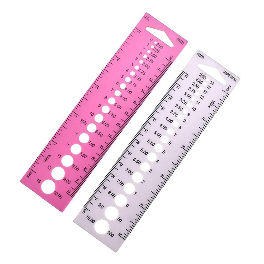 4Pcs Plastic Knitting Needle Gauge Ruler, All in One Knitting Needle