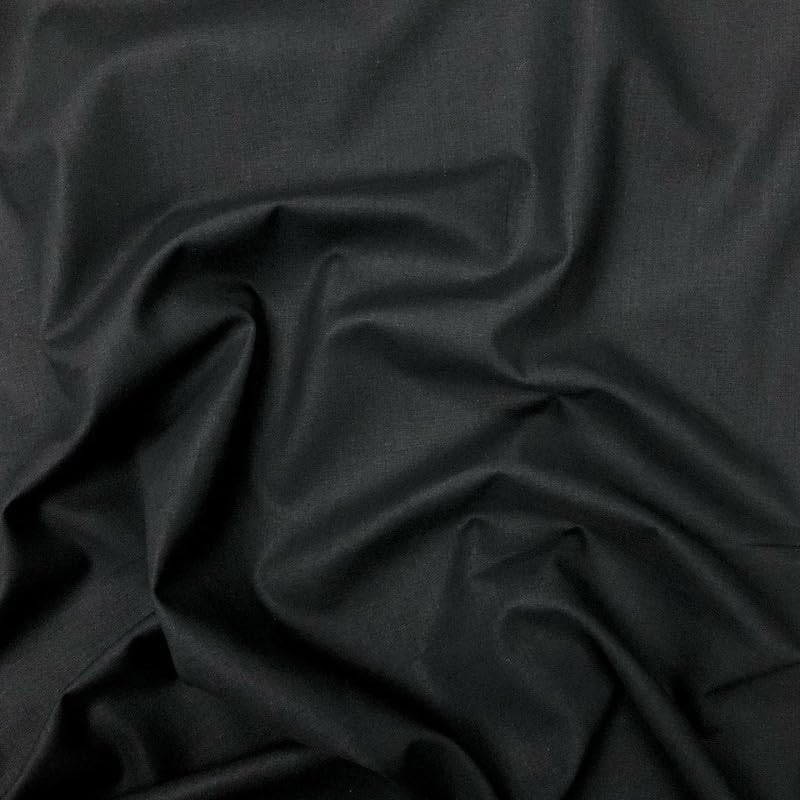 FT 100% Cotton Fabric By the Yard 58" Wide (Black, 5 Yard)