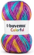 Colorful Self-Striping Multicolor Fuzzy with Subtle Sheen Yarn, 56%