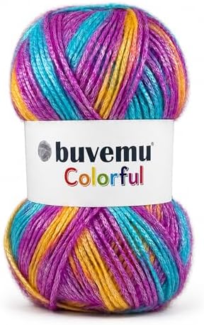 Colorful Self-Striping Multicolor Fuzzy with Subtle Sheen Yarn, 56%