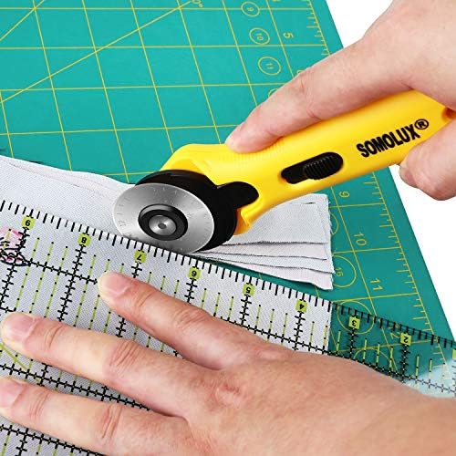 SOMOLUX 45mm Rotary Cutter with 45mm 5 Pcs Replace blades for Quilting