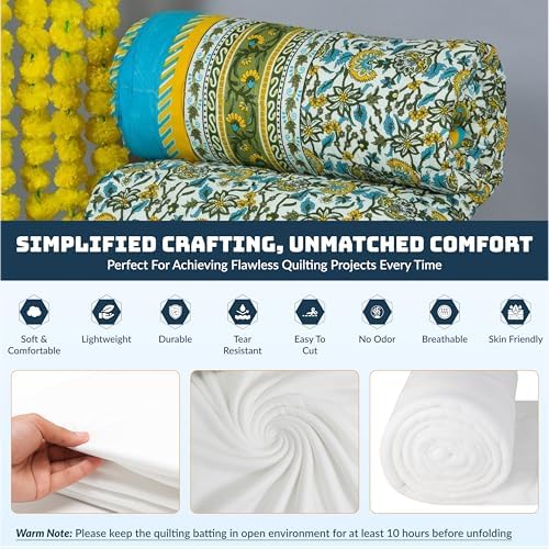 80/20 Batting for Quilting 108"x96" Cotton Polyester Blend Batting