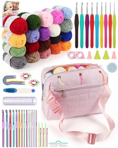 Aeelike Crochet Kit for Beginners Adults, Complete Yarn Kit, Pink
