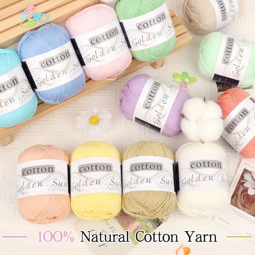 Katech 1OO% Cotton Yarn for Crocheting-12 * 45g/175yd, Baby Cotton