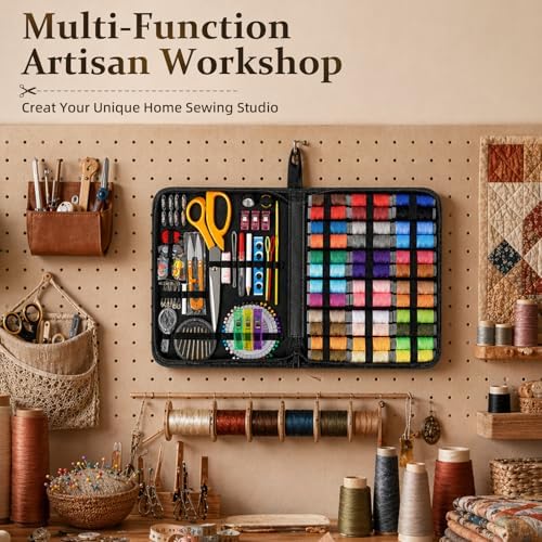 JJRING 205 PCS Sewing Kit for Adults with Portable Handbag, Black