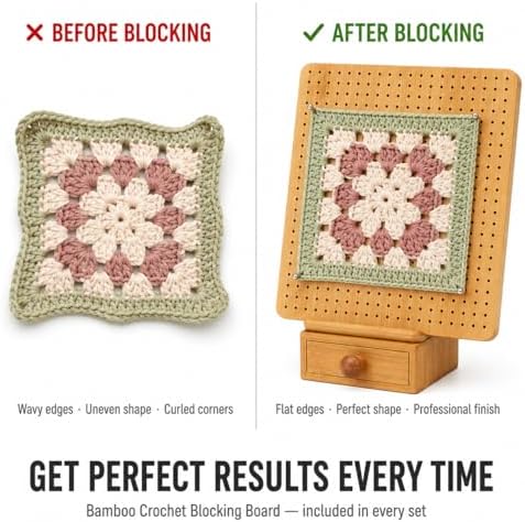 Crochet Blocking Board, 11.8-Inch Bamboo, 10 Pins