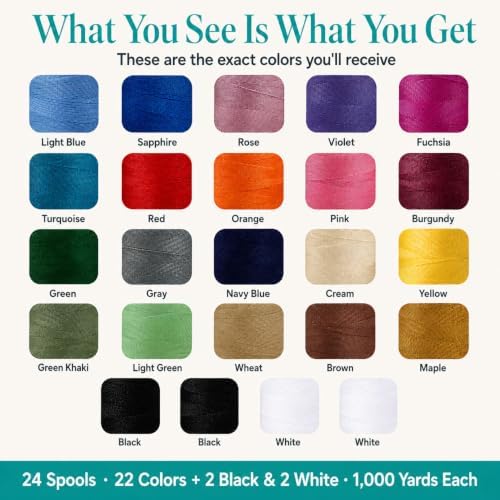 BlesSew All-Purpose Polyester Sewing Thread – 24 Spools