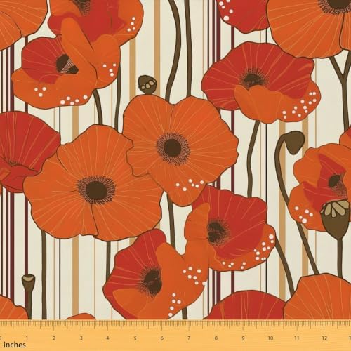 Feelyou Flower Upholstery Fabric for Chairs 2 Yard Vintage Flower