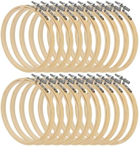 SENJEOK 20 PCS 5 Inch Bamboo Embroidery Hoop, Adjustable Cross Stitch