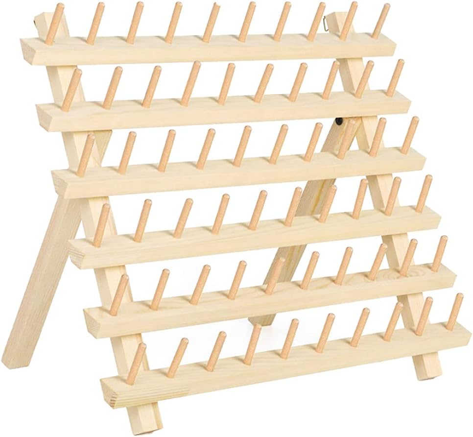 Thread Rack 60-Spool Wooden Organizer for Sewing and Embroidery