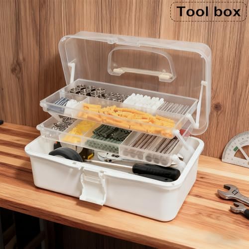 DUOFIRE 13in 3-Layer Craft Organizers Storage Sewing Box with Handle