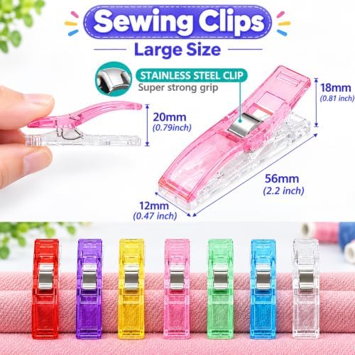 50 PCS Large Sewing Clips, 7 Bright Colors Multipurpose Quilt Clips