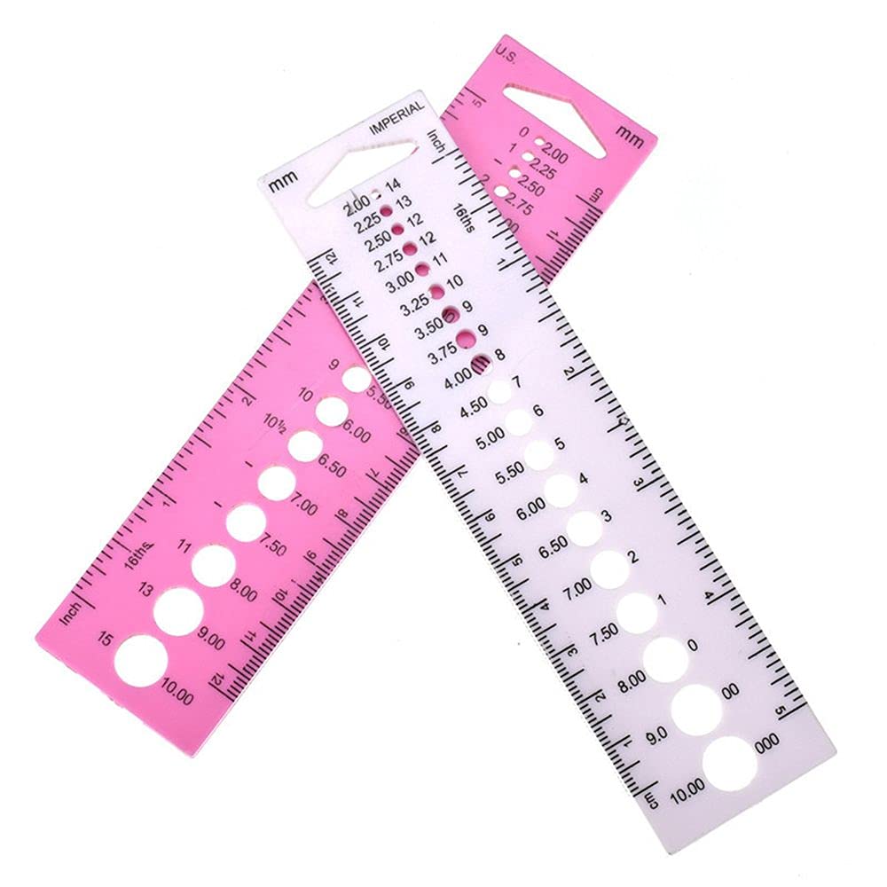4Pcs Plastic Knitting Needle Gauge Ruler, All in One Knitting Needle