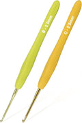 YOJOB 2-Pack Size B / 2mm, C / 2.5mm Crochet Hooks, Ergonomic Crochet